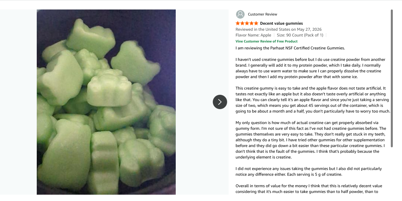 Apple flavor gummy review screenshot 1