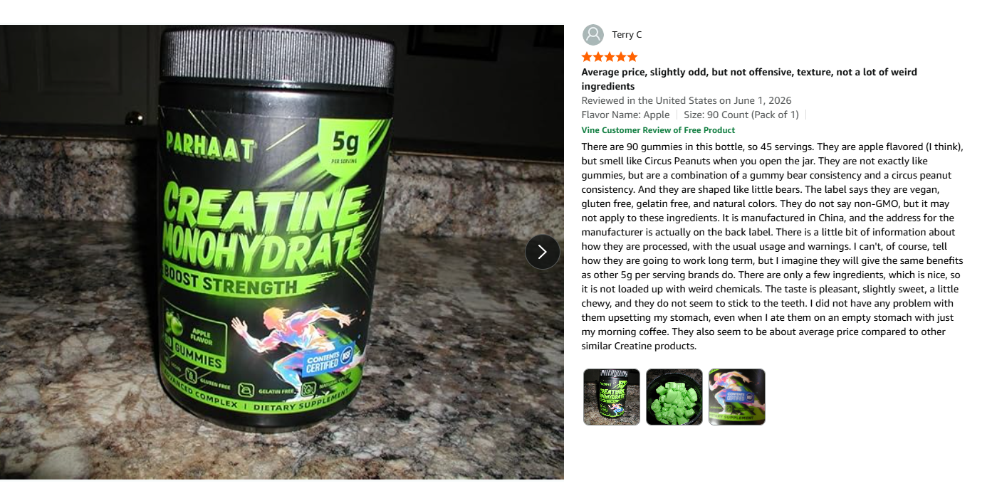 Apple flavor gummy review screenshot 2